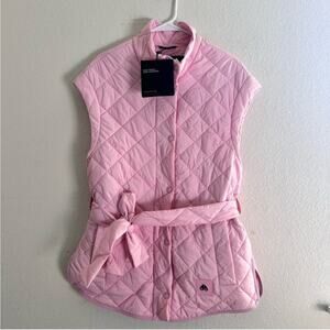 Moose Knuckles St. Clair Quilted Puffer Vest Belt In Fashion Pink NEW Medium
